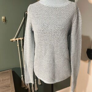 LOFT Soft Texture Knit Blue Cowl Neck Sweater Size M Cottagecore